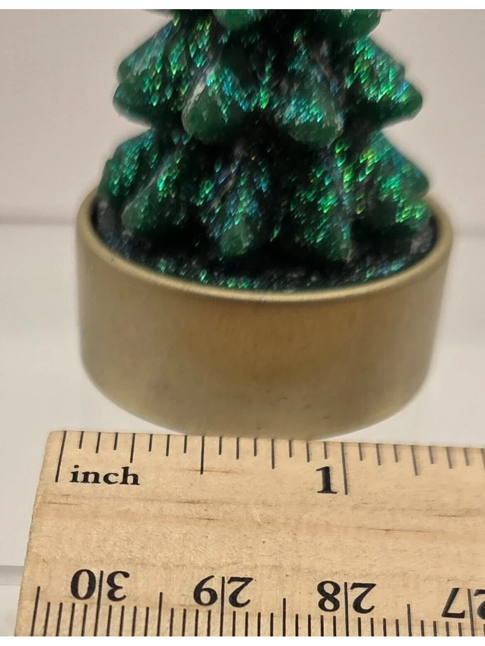 Set of 5 Glitter Green Christmas Tree Tealight Candles Holiday Decor 2.25